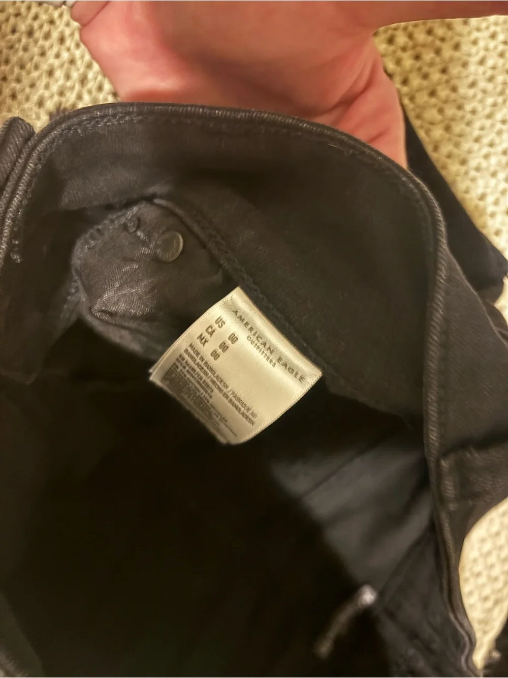 ** AEO**Black Distressed Denim Shorts